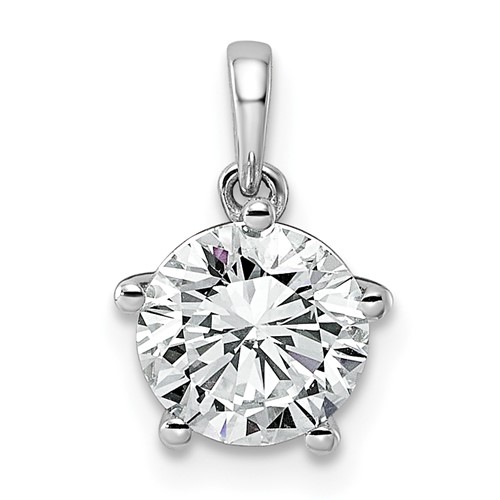 14K White Gold 1.50ct Cert Lab Grown VS+ F+ Round 8X Diamond Pendant