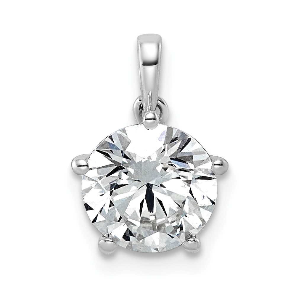 14K White Gold 2ct Cert Lab Grown VS+ F+ Round 8X Diamond Pendant