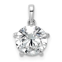 14K White Gold 2ct Cert Lab Grown VS+ F+ Round 8X Diamond Pendant view 1