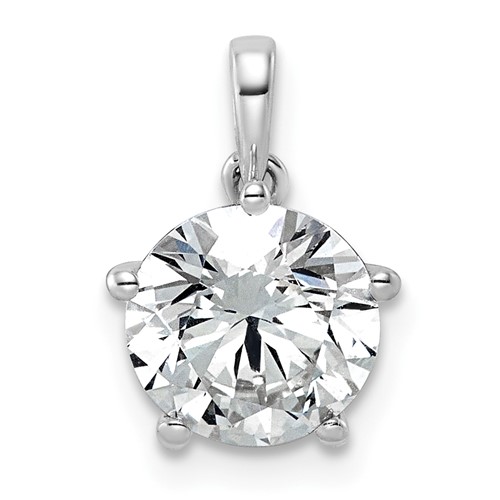 14K White Gold 2ct Cert Lab Grown VS+ F+ Round 8X Diamond Pendant
