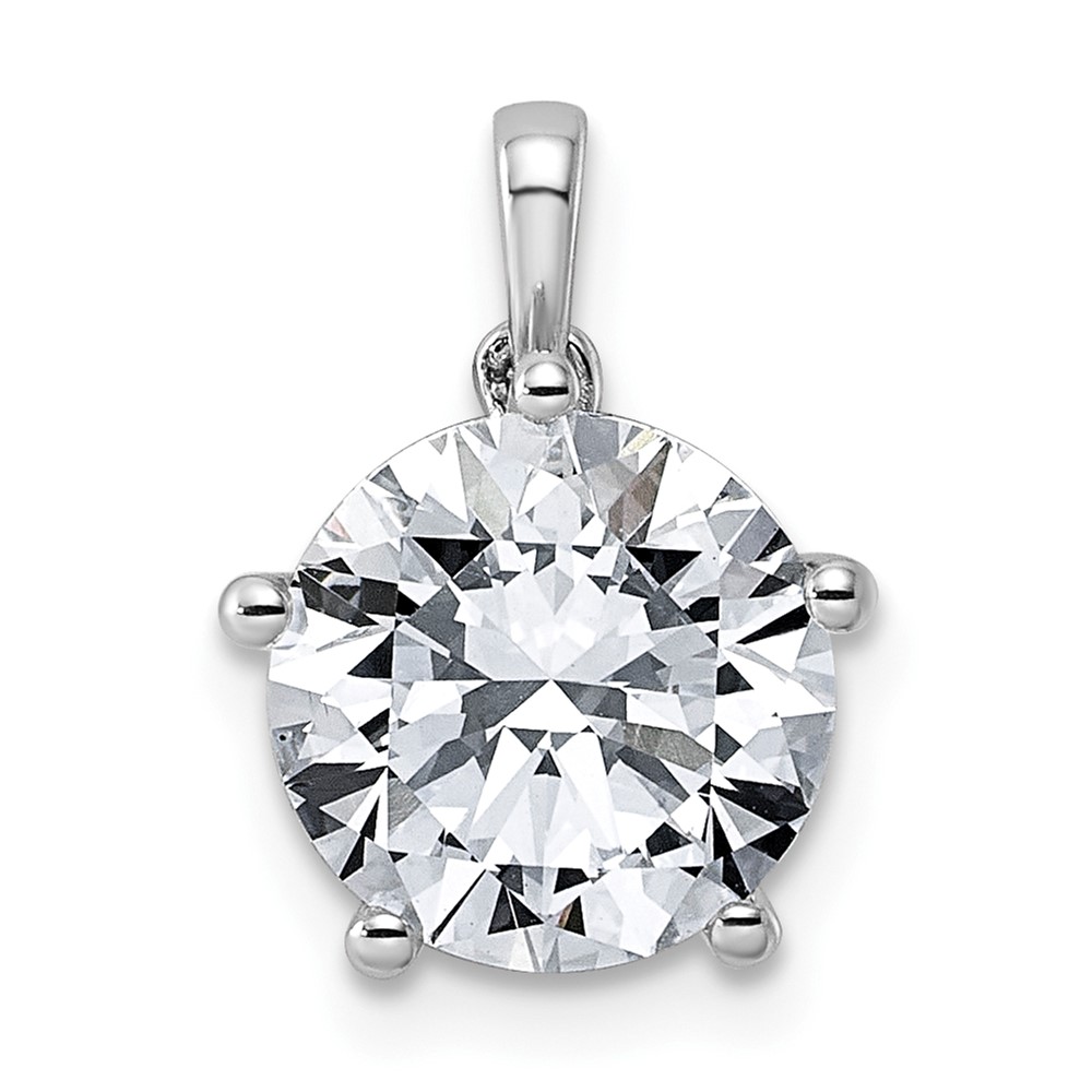 14K White Gold 3ct Cert Lab Grown VS+ F+ Round 8X Diamond Pendant