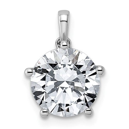 14K White Gold 3ct Cert Lab Grown VS+ F+ Round 8X Diamond Pendant