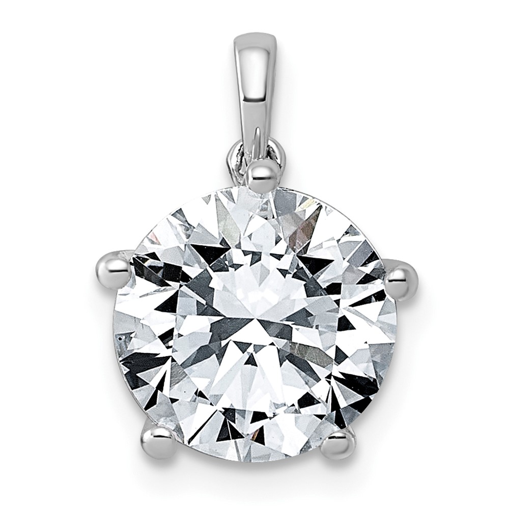 14K White Gold 4ct Cert Lab Grown VS+ F+ Round 8X Diamond Pendant