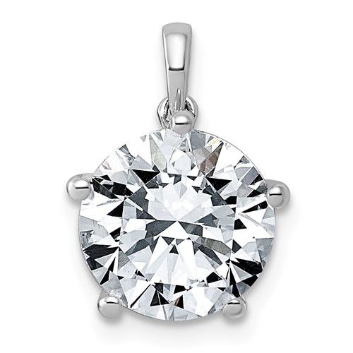 14K White Gold 4ct Cert Lab Grown VS+ F+ Round 8X Diamond Pendant
