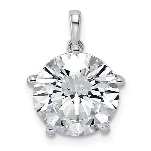 14K White Gold 5ct Cert Lab Grown VS+ F+ Round 8X Diamond Pendant