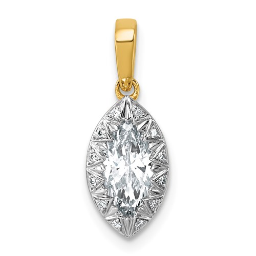 10K Pendant with Rhodium Lab Grown VS+ F+ Marquise Center Diamond