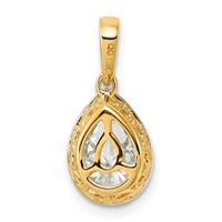 10K Pendant with Rhodium Cert Lab Grown VS+ F+ Pear Center Diamond view 3