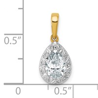 10K Pendant with Rhodium Cert Lab Grown VS+ F+ Pear Center Diamond view 4