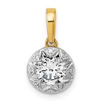 10K Pendant with Rhodium Cert Lab Grown VS+ F+ Round Center Diamond view 1