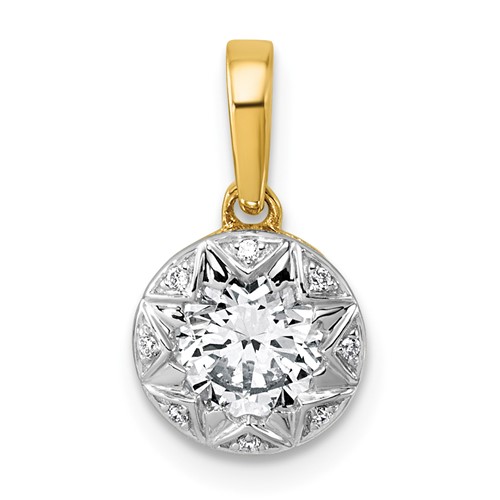 10K Pendant with Rhodium Cert Lab Grown VS+ F+ Round Center Diamond