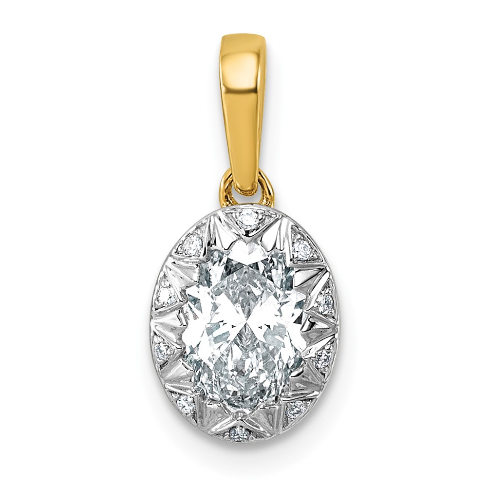 10K Pendant with Rhodium Cert Lab Grown VS+ F+ Oval Center Diamond