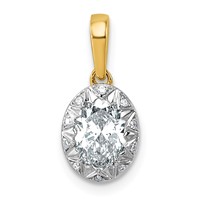 10K Pendant with Rhodium Cert Lab Grown VS+ F+ Oval Center Diamond view 1