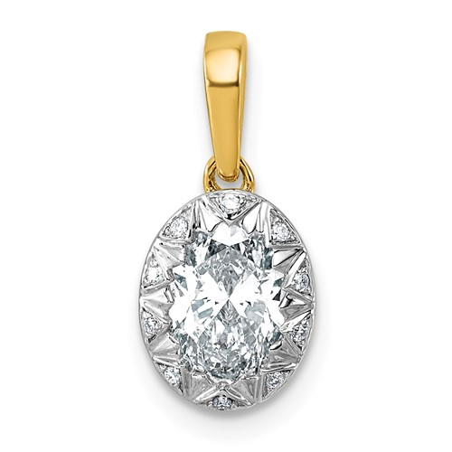 10K Pendant with Rhodium Cert Lab Grown VS+ F+ Oval Center Diamond
