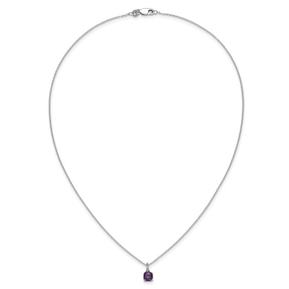 Sterling Silver Amethyst Diamond Pendant w/Chain 6mm AM