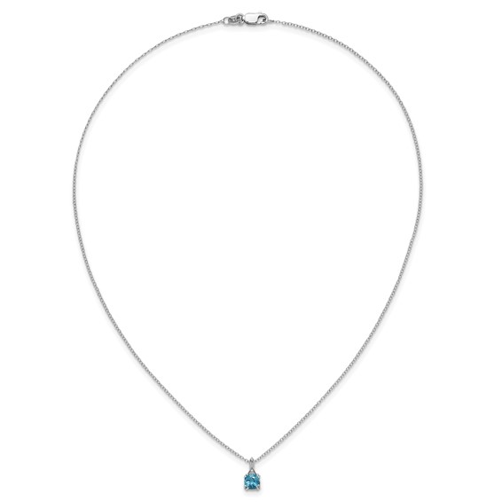 Sterling Silver Blue Topaz and Diamond Pendant w/Chain 6mm BT