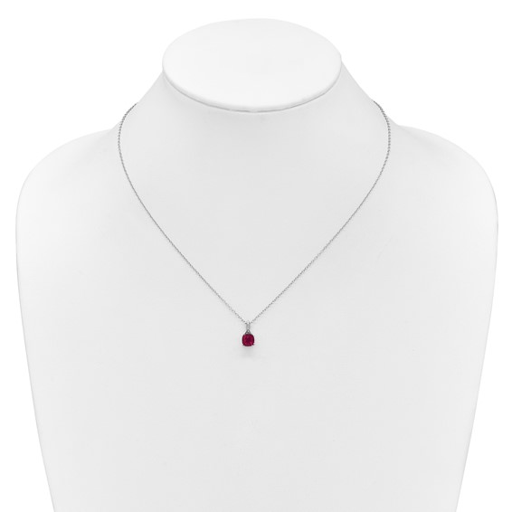 SS Cr. Ruby Diamond Pendant w/Chain 6mm CRRU