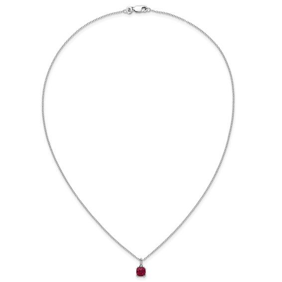 SS Cr. Ruby Diamond Pendant w/Chain 6mm CRRU