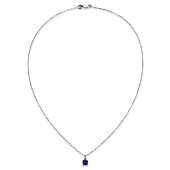 SS Cr. Sapphire Diamond Pendant w/Chain 6mm CRSA