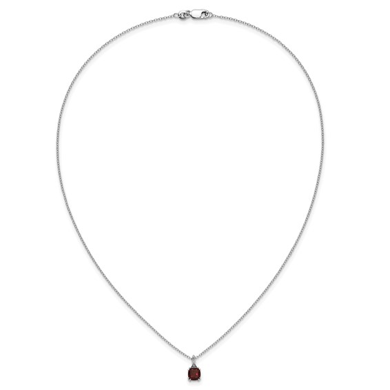 SS Garnet Diamond Pendant w/Chain 6mm Garnet