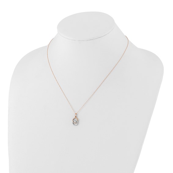 10k Two-tone Polished Diamond Double Circle Necklace