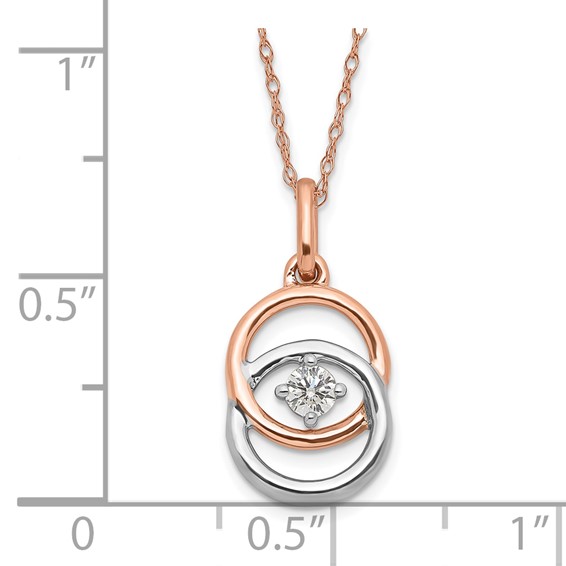 10k Two-tone Polished Diamond Double Circle Necklace