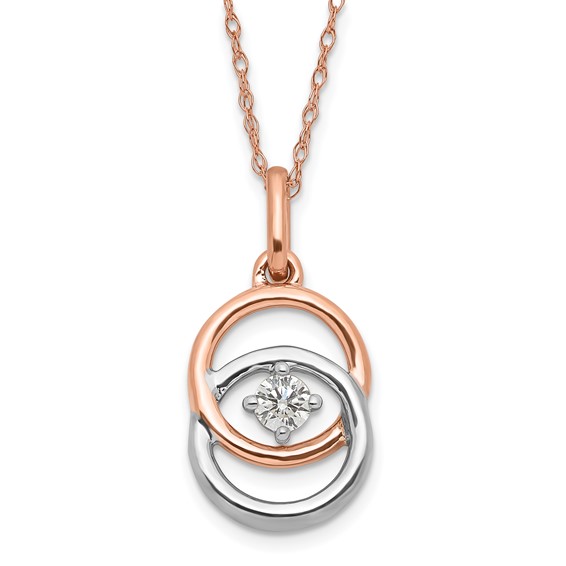 10k Two-tone Polished Diamond Double Circle Necklace