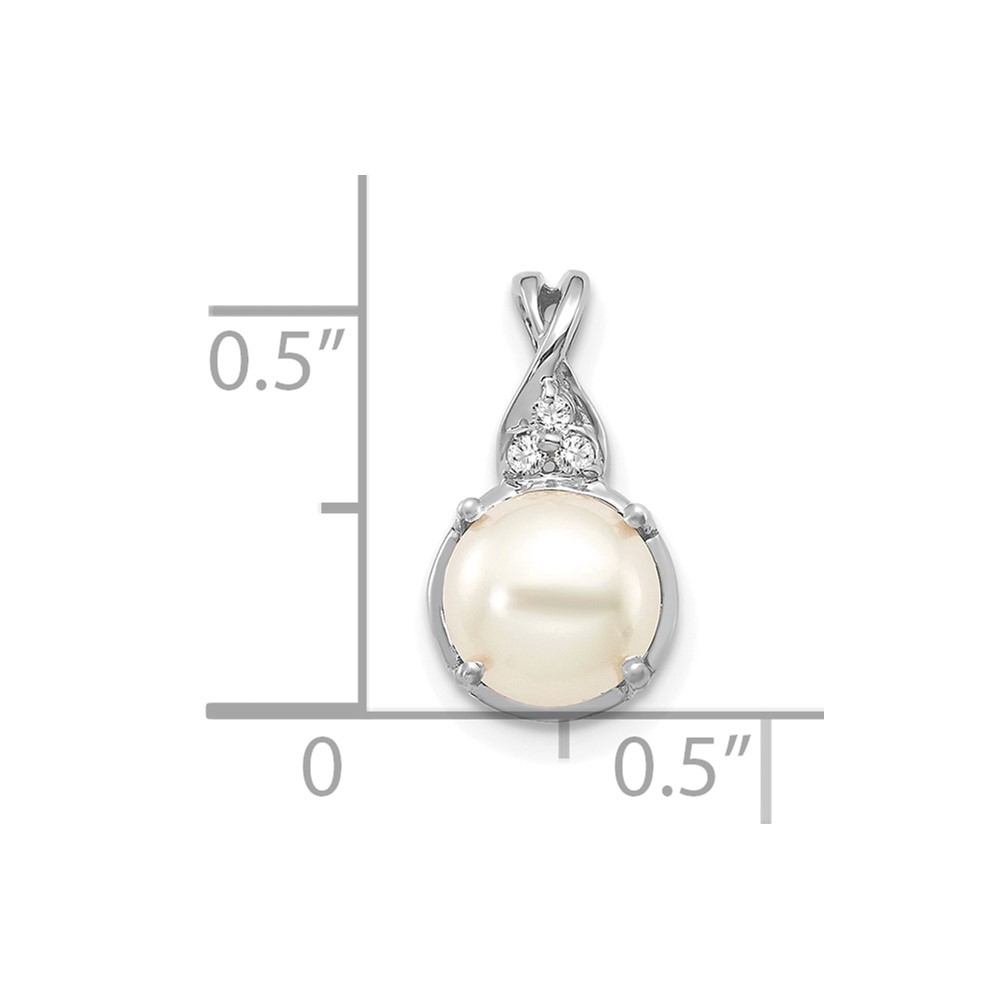 14K White Gold FWC Pearl and Diamond Pendant (PM3625-PL-003-WA)