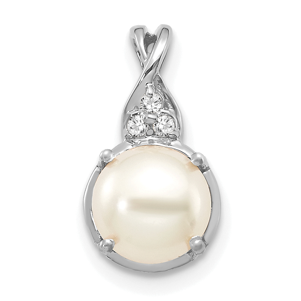 14K White Gold FWC Pearl and Diamond Pendant (PM3625-PL-003-WA)