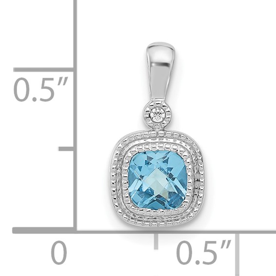 10ky Blue Topaz diamond Pendant w/18in chain