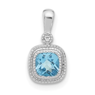 10ky Blue Topaz diamond Pendant w/18in chain