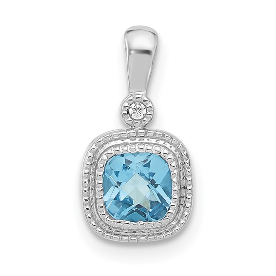 10ky Blue Topaz diamond Pendant w/18in chain