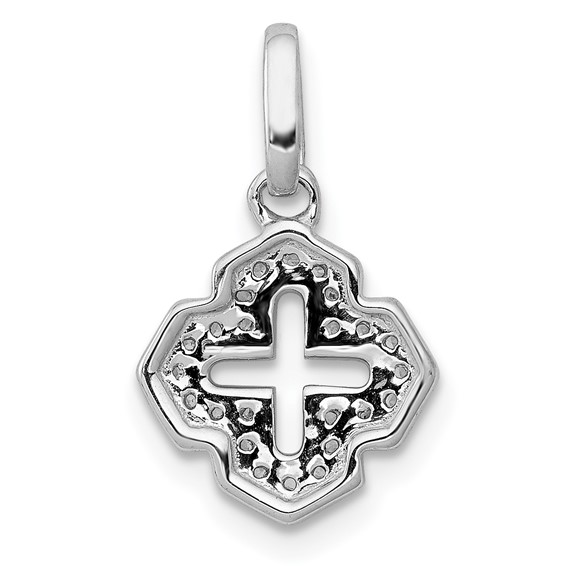 14k White Gold 1/10 carat Diamond Fancy Cross Pendant