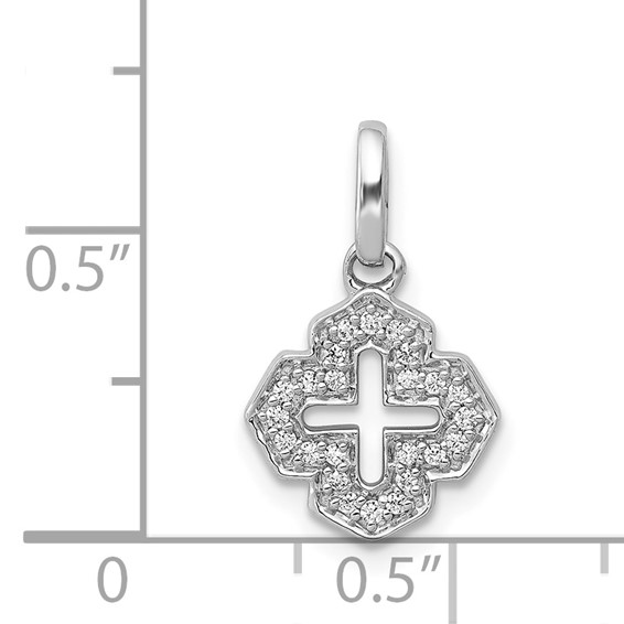 14k White Gold 1/10 carat Diamond Fancy Cross Pendant
