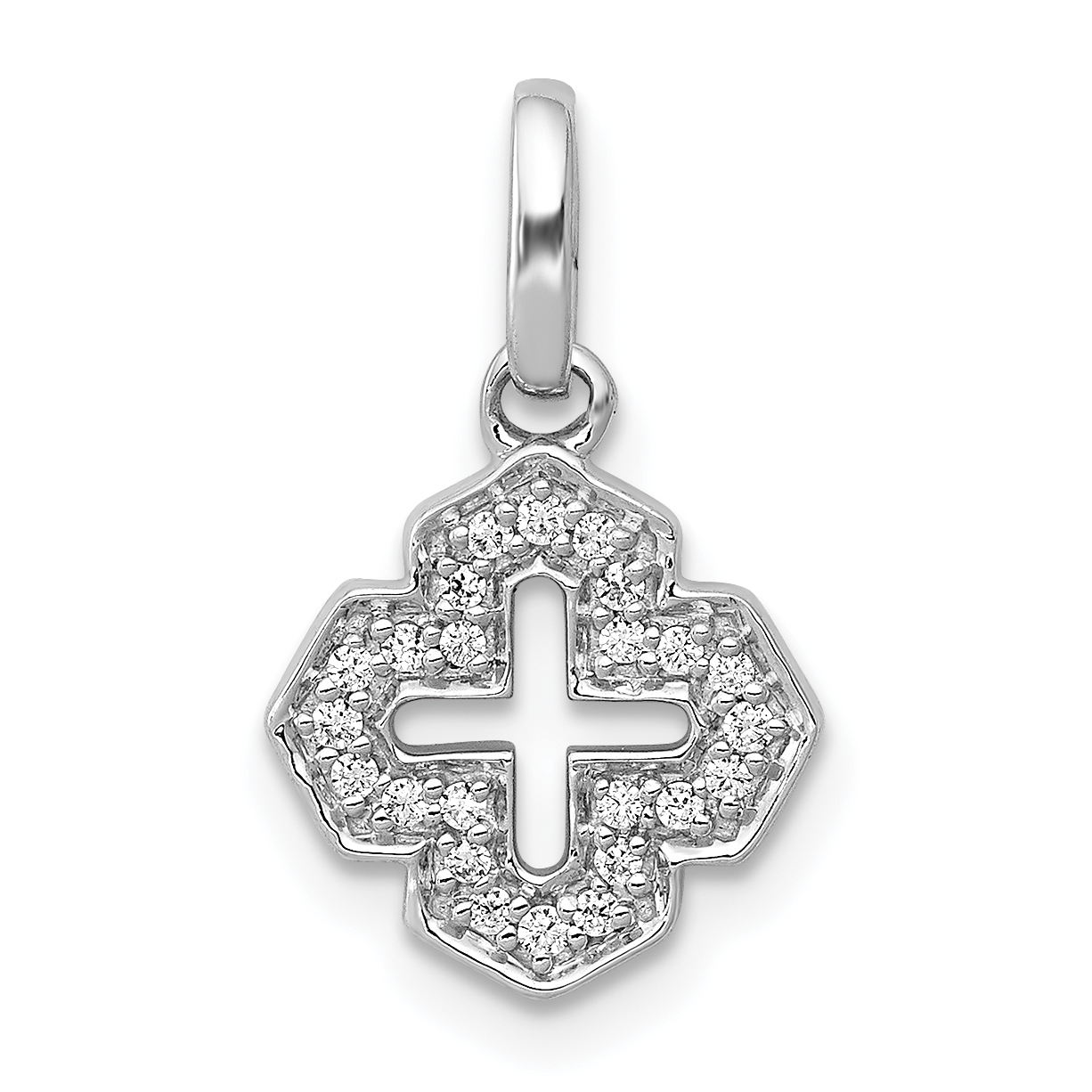 14k White Gold 1/10 carat Diamond Fancy Cross Pendant (PM3699-010-WA)