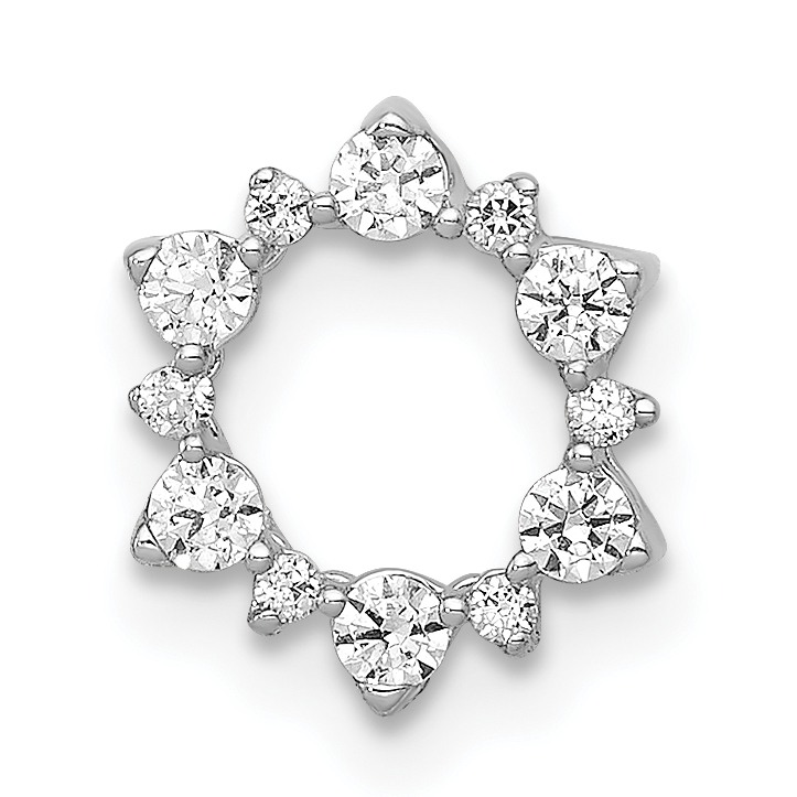 14k White Gold 1/5 carat Diamond Fancy Circle Chain Slide (PM3704-020-WA)
