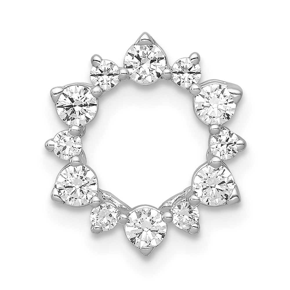 14K White Gold 0.50 Carat Lab Grown Diamond VS SI+ G+ Complete Fashion Circle Chain Slide Pendant