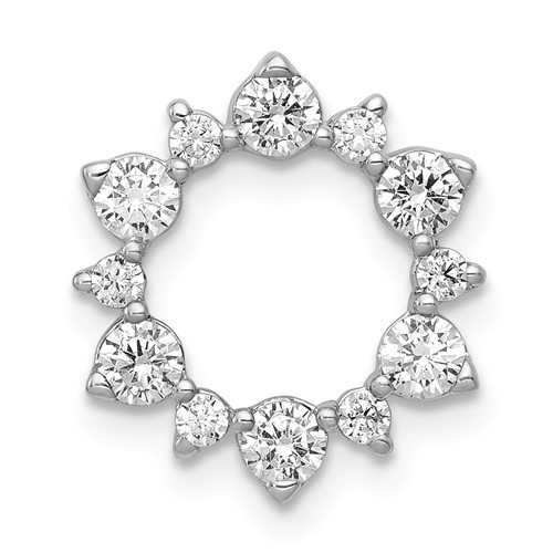 14K White Gold 0.62 Carat Lab Grown Diamond VS SI+ G+ Complete Fashion Circle Chain Slide Pendant
