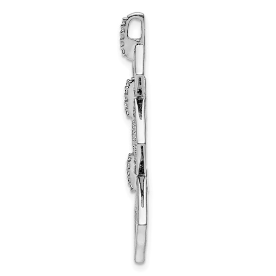 14k White Gold 1/6 carat Diamond Fancy Three Square Dangle Pendant