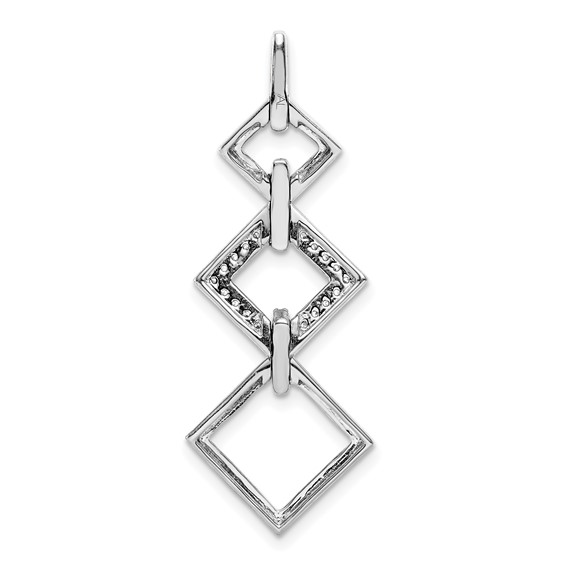 14k White Gold 1/6 carat Diamond Fancy Three Square Dangle Pendant