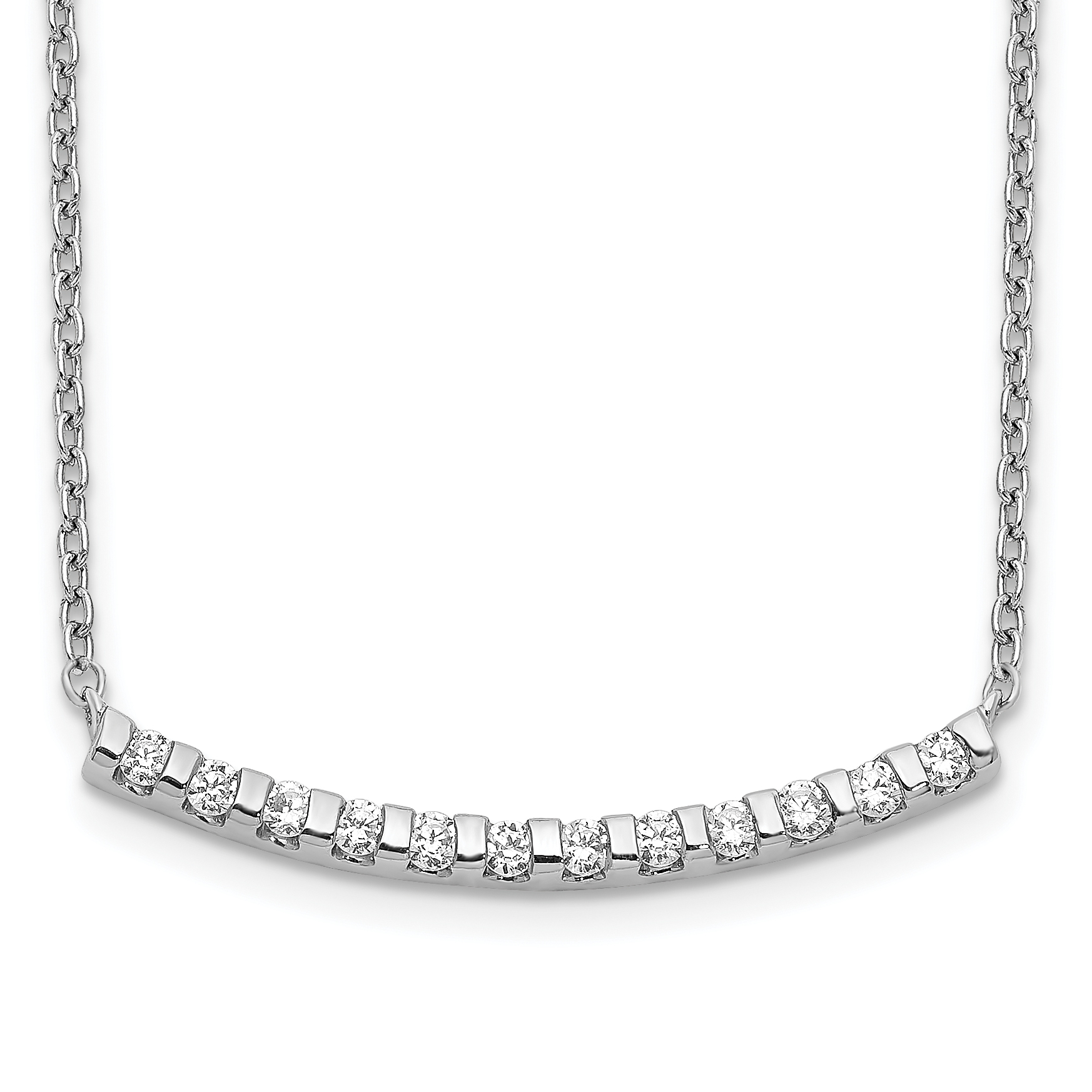 14k White Gold 1/4 carat Lab Grown Diamond VS/SI+ G+ Complete 18 inch Curved Bar Necklace (PM3732-025-WLG)