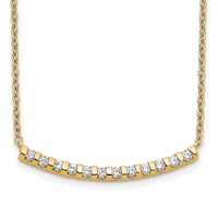 14K Yellow Gold 0.25 Carat Lab Grown Diamond VS SI+ G+ Complete Curved Bar Necklace, 18" view 1