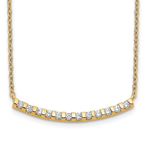 14K Yellow Gold 0.25 Carat Lab Grown Diamond VS SI+ G+ Complete Curved Bar Necklace, 18"