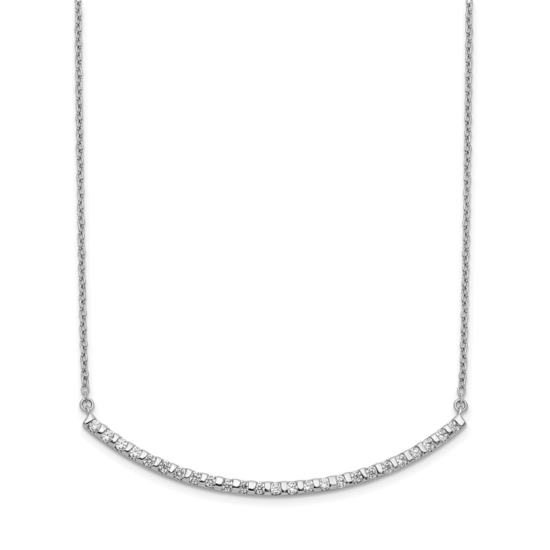 14k White Gold 1/2 carat Lab Grown Diamond VS/SI+ G+ Complete 18 inch Curved Bar Necklace