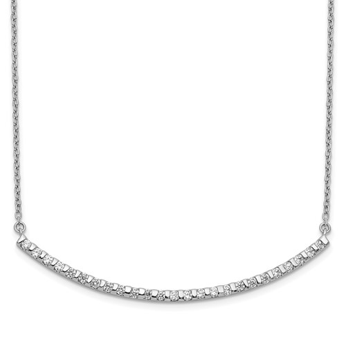 14K White Gold 0.50 Carat Lab Grown Diamond VS SI+ G+ Complete Curved Bar Necklace, 18"