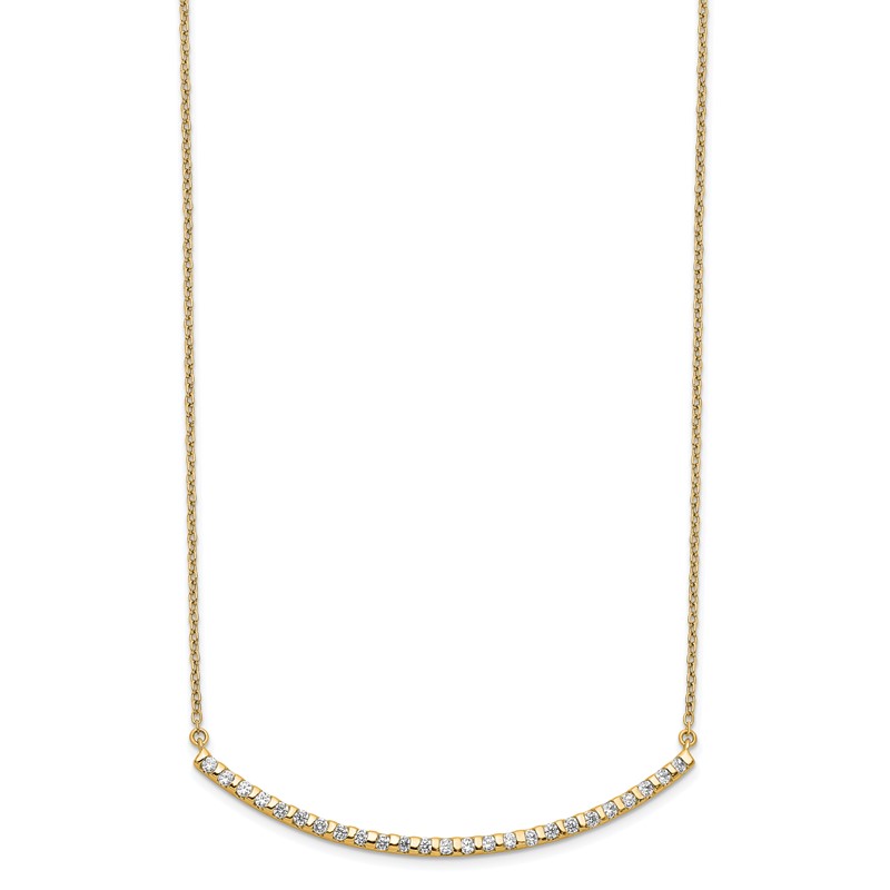 14k 1/2 carat Lab Grown Diamond VS/SI+ G+ Complete 18 inch Curved Bar Necklace