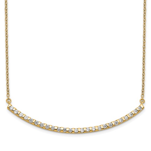 14K Yellow Gold 0.50 Carat Lab Grown Diamond VS SI+ G+ Complete Curved Bar Necklace, 18"