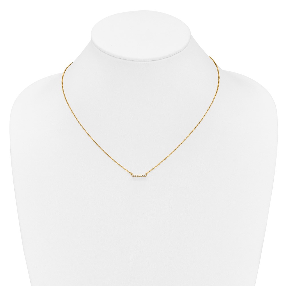 14k Polished 1/10 carat Diamond Bar 18 inch Necklace (PM3738-010-YA)