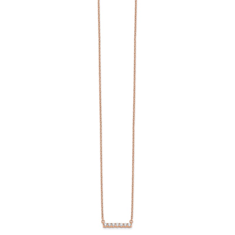 14k Rose Gold 1/4 carat Lab Grown Diamond VS/SI+ G+ Complete 18 inch Bar Necklace