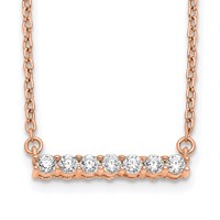 14K Rose Gold 0.25 Carat Lab Grown Diamond VS SI+ G+ Complete Bar Necklace, 18" view 1