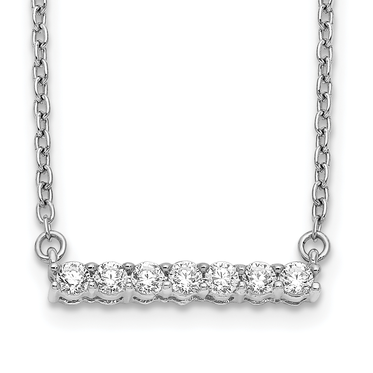 14k White Gold 1/4 carat Lab Grown Diamond VS/SI+ G+ Complete 18 inch Bar Necklace (PM3738-025-WLG)